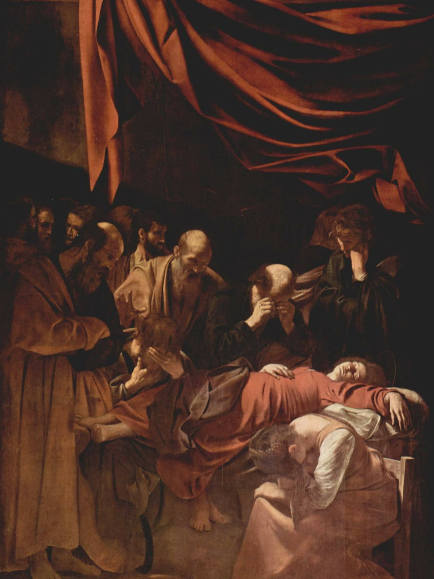 'La muerte de la Virgen'. Caravaggio. 1606. Museo Louvre.