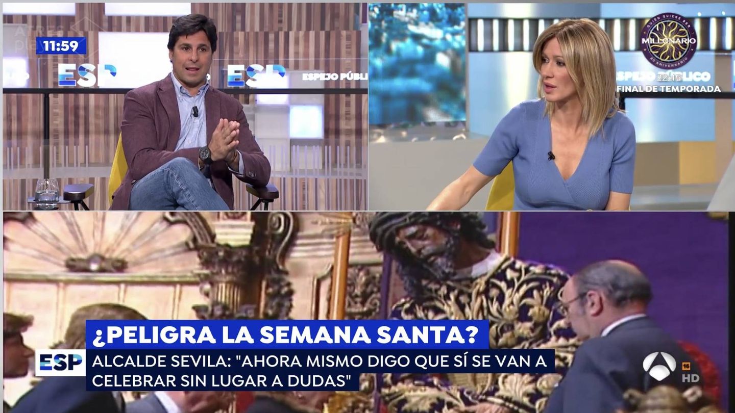 Fran Rivera con Susanna Griso en Antena 3. (Atresmedia Televisión)