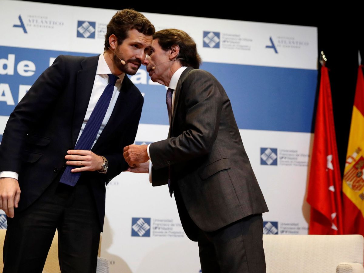 Foto: El presidente del PP, Pablo Casado, y el expresidente José María Aznar. (EFE)