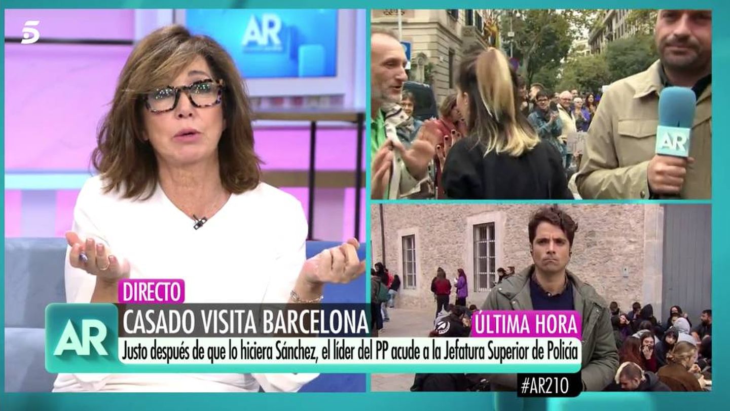 Ana Rosa responde a la manifestante. (Mediaset)