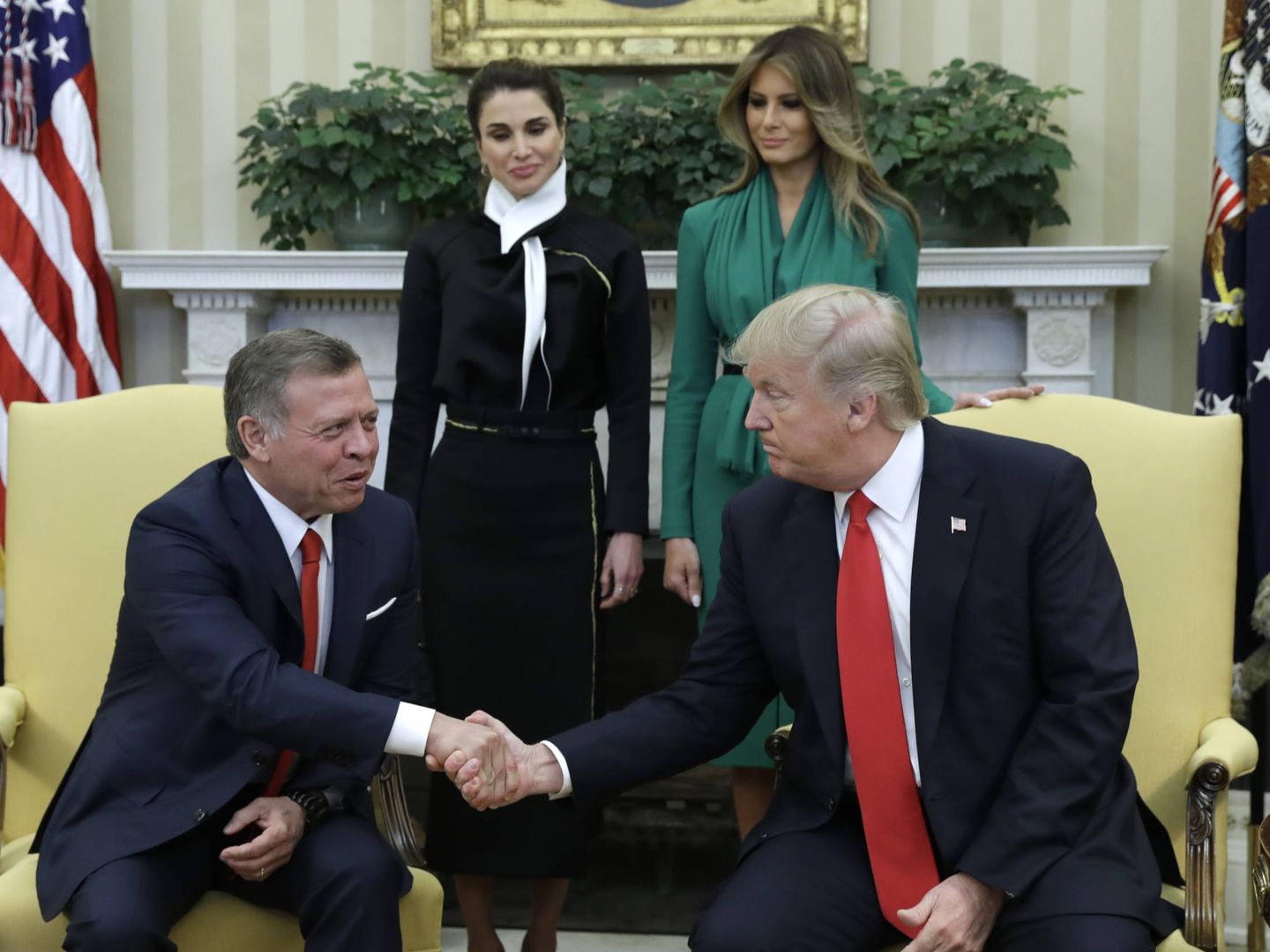 Los Trump, con los reyes jordanos, en la Casa Blanca. (Gtres)
