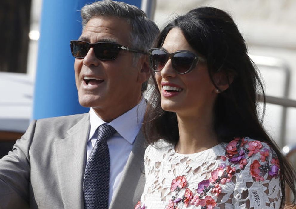 Foto: George Clooney y Amal Alamuddin durante las celebraciones de su boda en Venecia (Gtres)