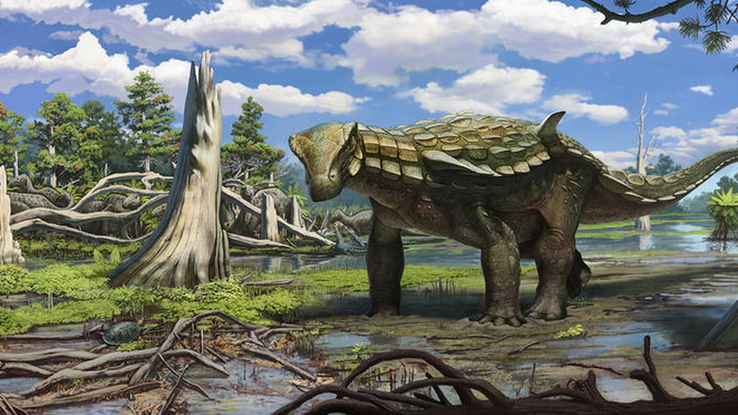 Reconstrucción del dinosaurio acorazado más completo de Europa, encontrado en Teruel