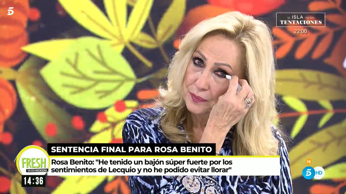 Rosa Benito, hecha un mar de lágrimas en Telecinco tras su encuentro con Lequio