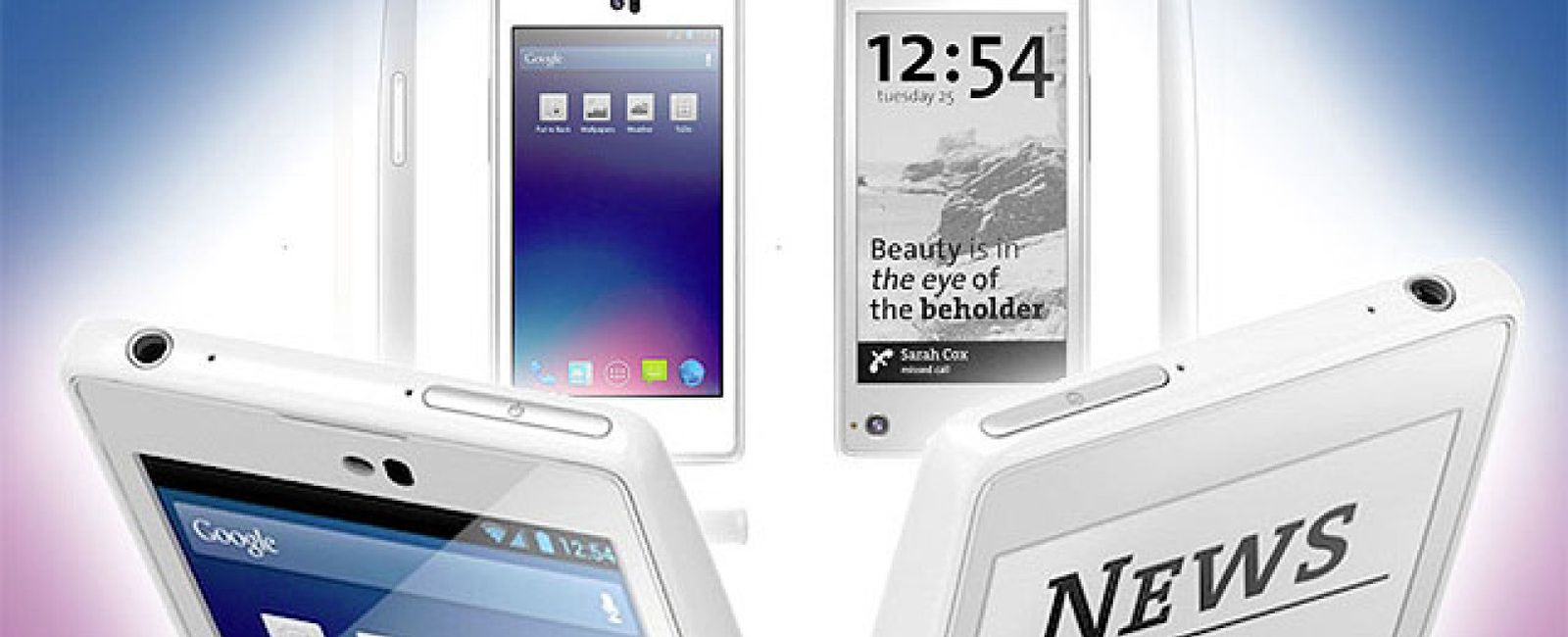 Foto: Un smartphone con dos pantallas: una LCD y otra de tinta electrónica