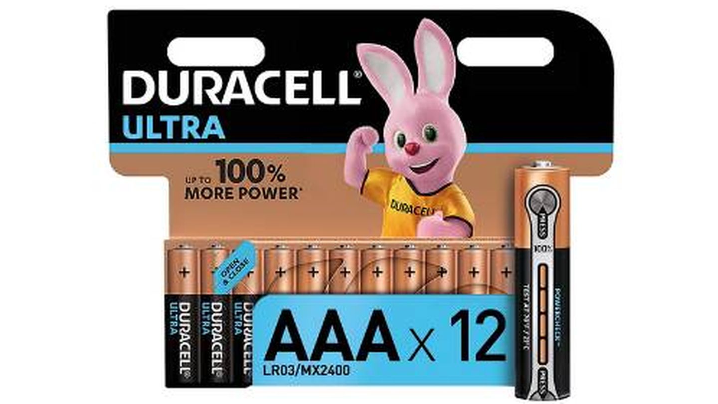 Duracell-Ultra AAA con Powerchek, pilas alcalinas (paquete de 12).