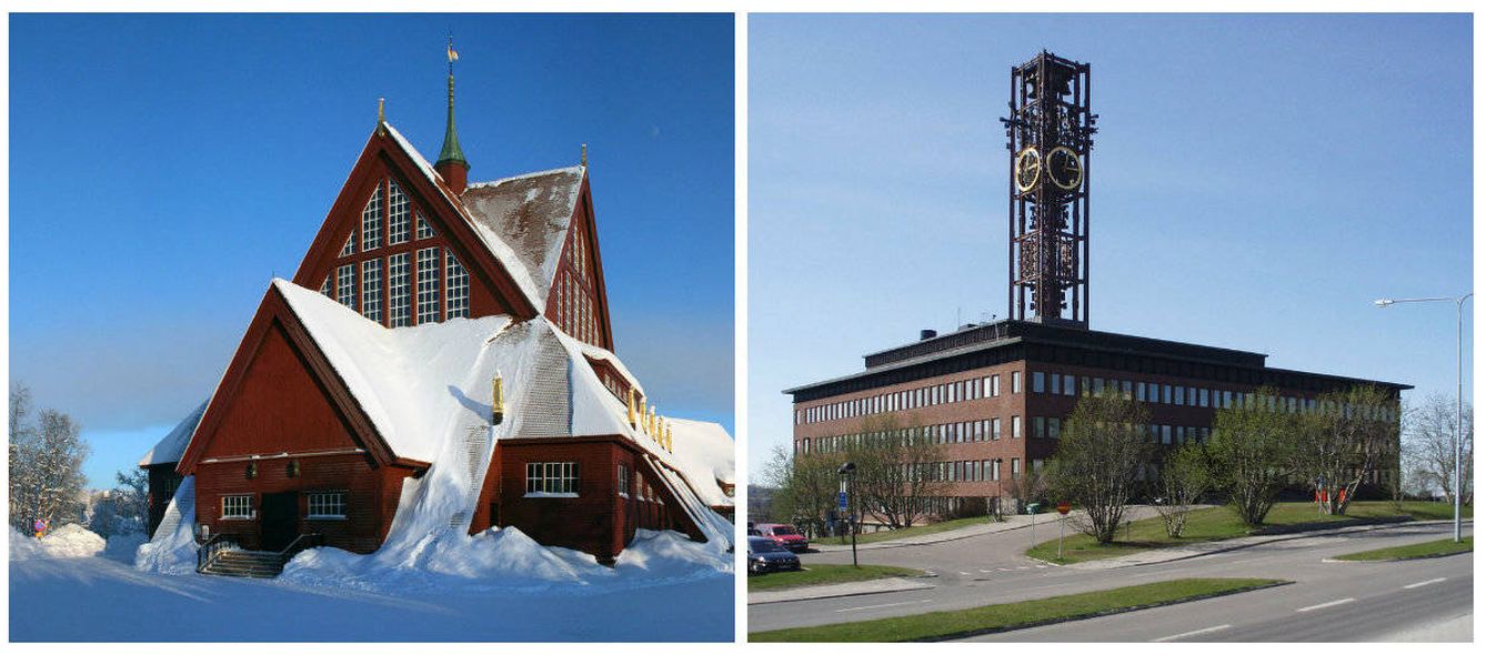 Los dos edificios más emblemáticos de Kiruna, la iglesia y el ayuntamiento, serán desplazados tal cual a su nueva ubicación. (Heinz-Josef Lücking / Dag Lindgren)