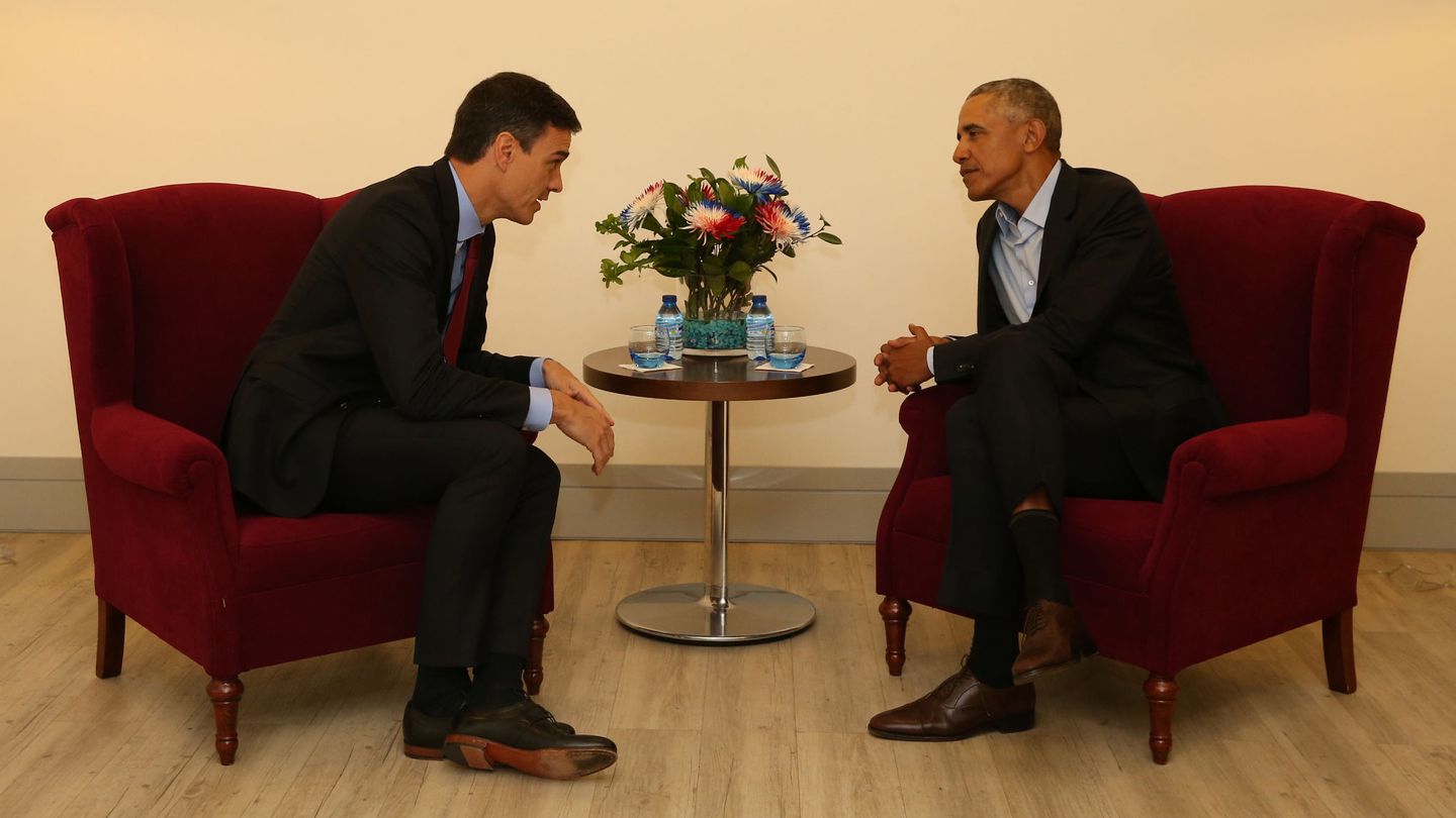 Encuentro entre Pedro Sánchez y Barack Obama. (Reuters)