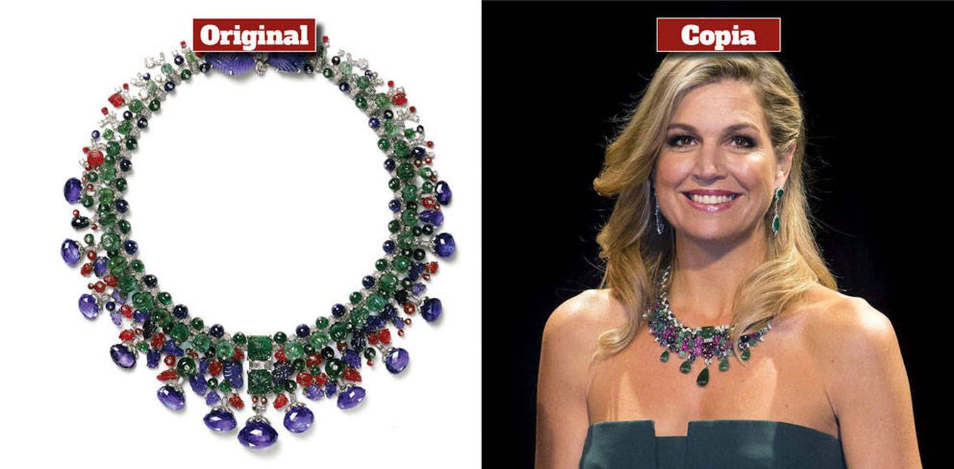 Foto: El collar original de Cartier y la copia de la reina Máxima (Vanitatis)