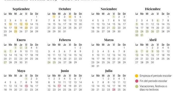 Foto: Calendario escolar 2019-2020 de Extremadura (El Confidencial)