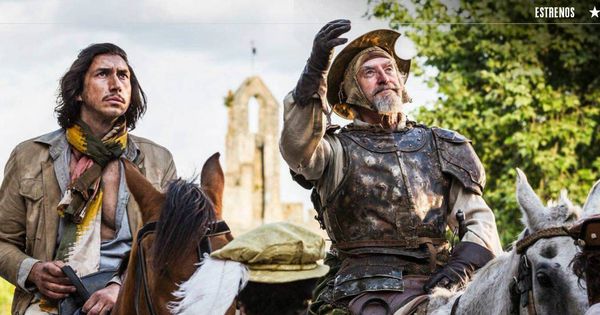 Foto: Adam Driver y Jonathan Pryce, en 'El hombre que mató a Don Quijote'. (Warner)