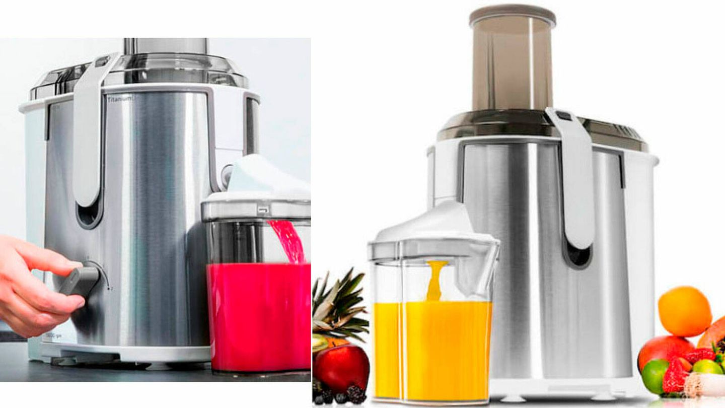 Licuadora para frutas y verduras con depósito de pulpa y jarra para zumo  StrongTitanium 19000 XXL Cecotec