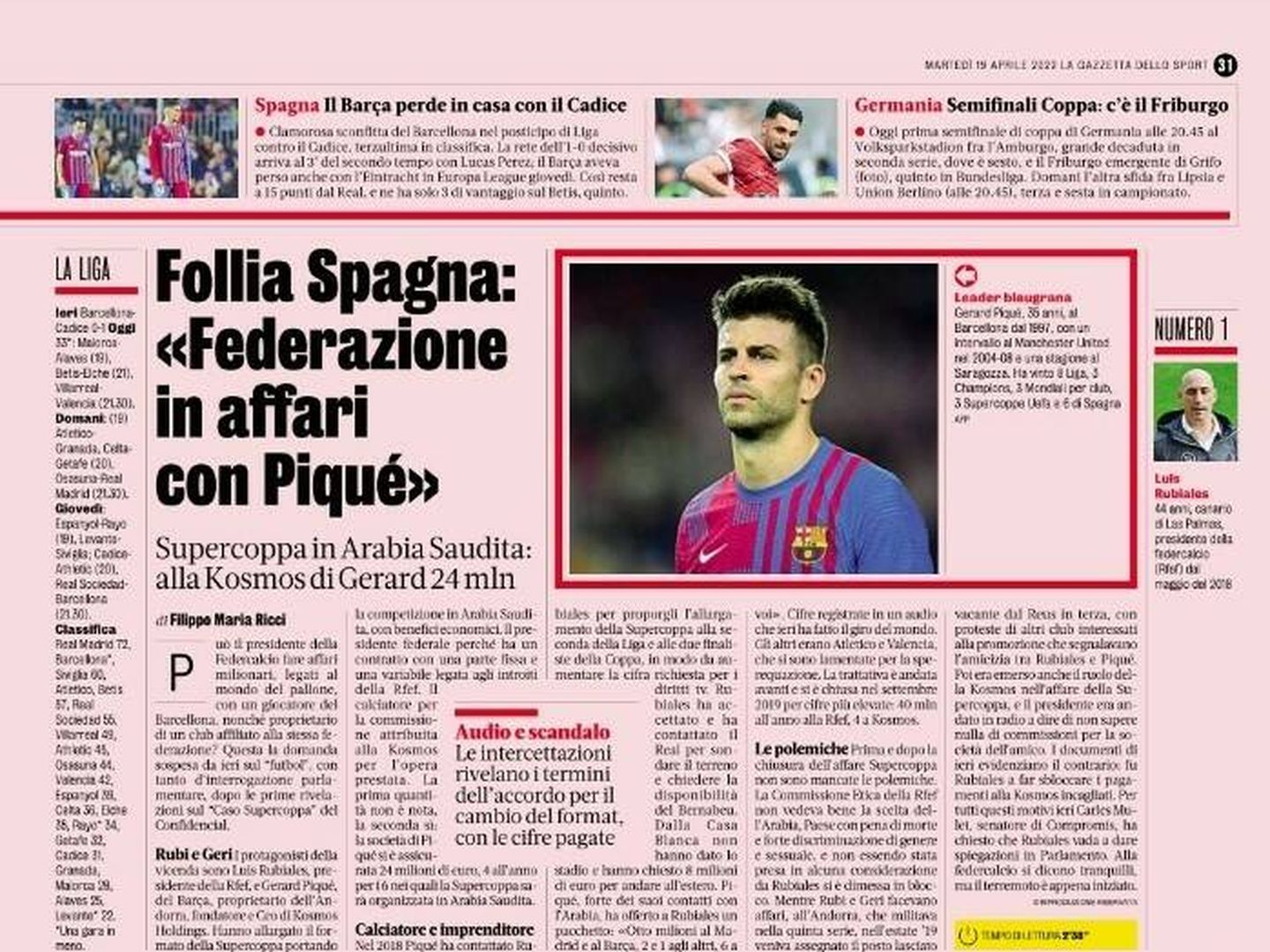 Información de El Confidencial en el periódico deportivo más prestigioso de Italia.