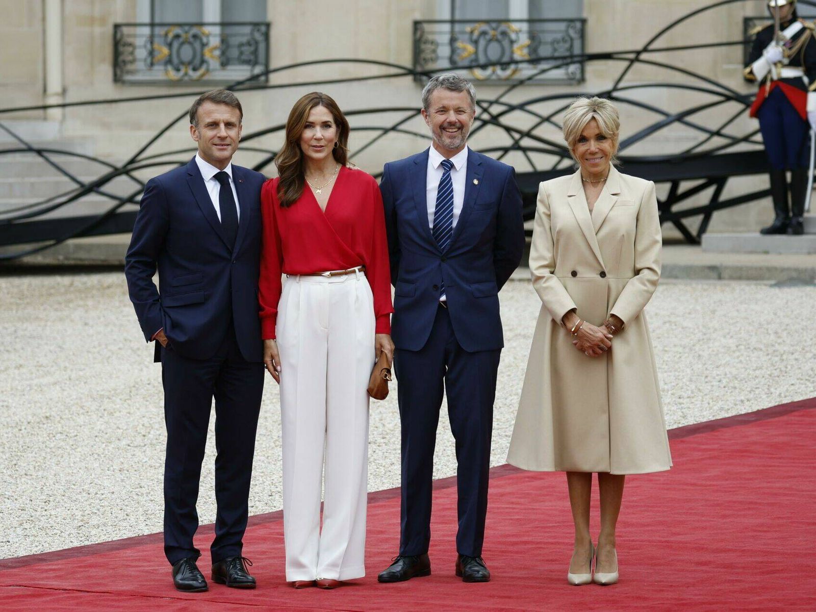 Federico y Mary de Dinamarca, junto con los Macron. (Reuters)