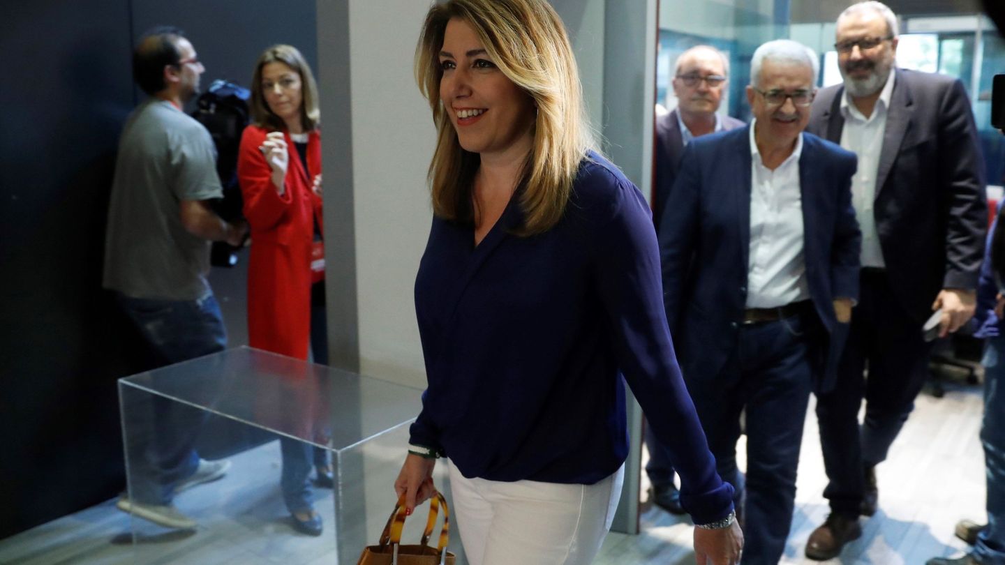 Susana Díaz, entrando en la sede de Ferraz el pasado 28 de mayo, en el comité federal previo a la moción de censura que ganó Pedro Sánchez. (EFE)