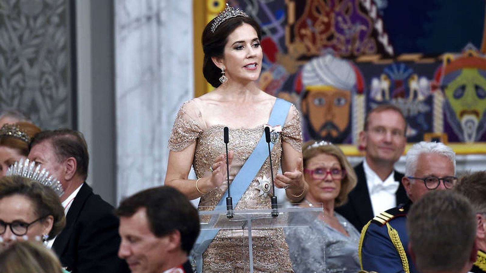 Foto: La princesa Mary de Dinamarca durante el discurso. (Kongehuset)