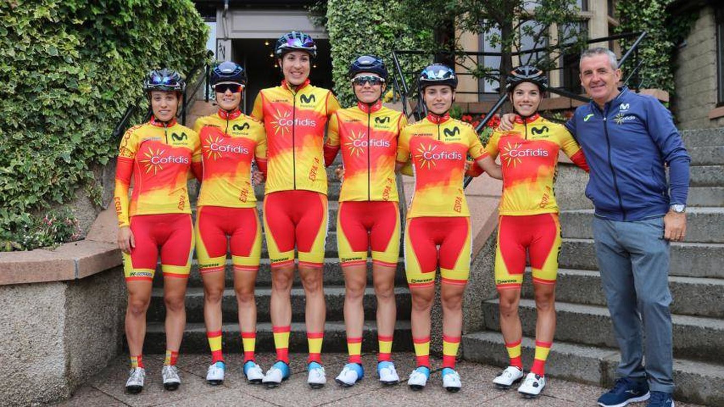 Presentación de la selección española femenina que acudió al Mundial de Ciclismo en carretera de Innsbruck (Austria) en 2018.