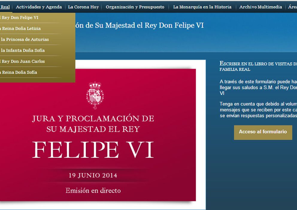 Foto: Nueva página web de Casa Real