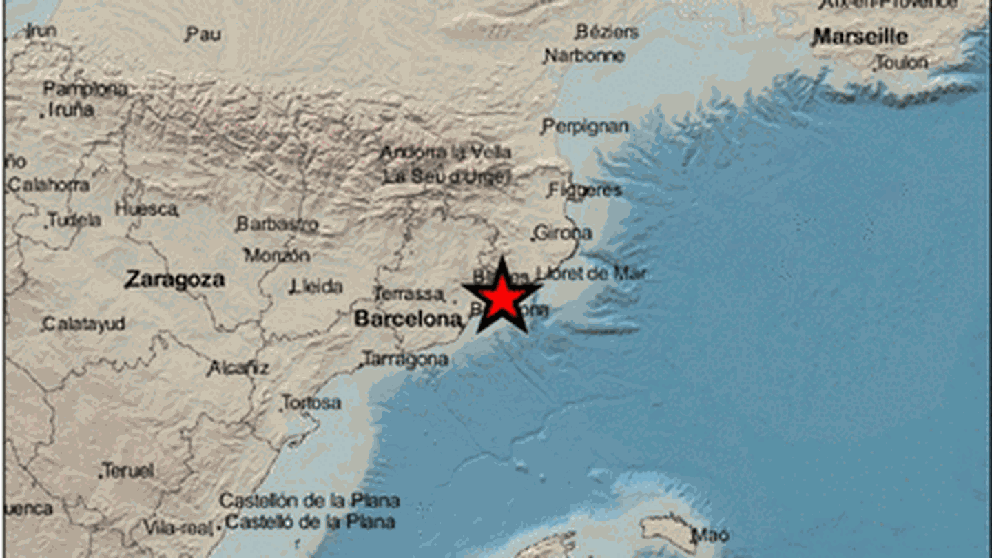 Epicentro del terremoto en las proximidades de Canet de Mar. (IGN)