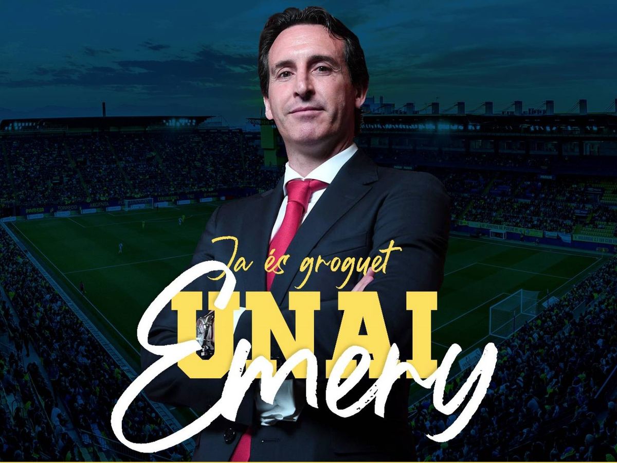 Foto: Cartel de presentación de Unai Emery como entrenador del Villarreal 