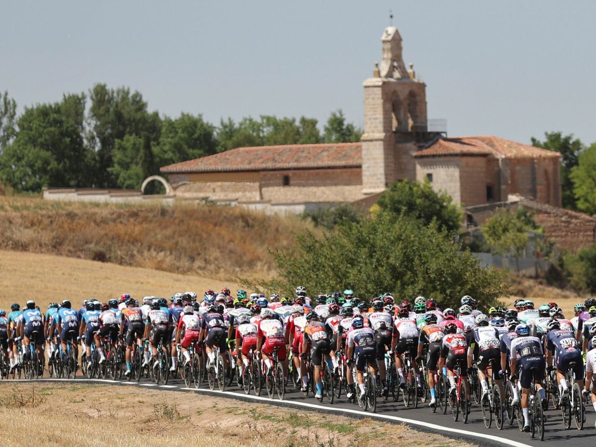 Foto: El pelotón ciclista durante la segunda etapa de la Vuelta a España, de 166,7 kilómetros, entre Caleruega y Burgos. (EFE)