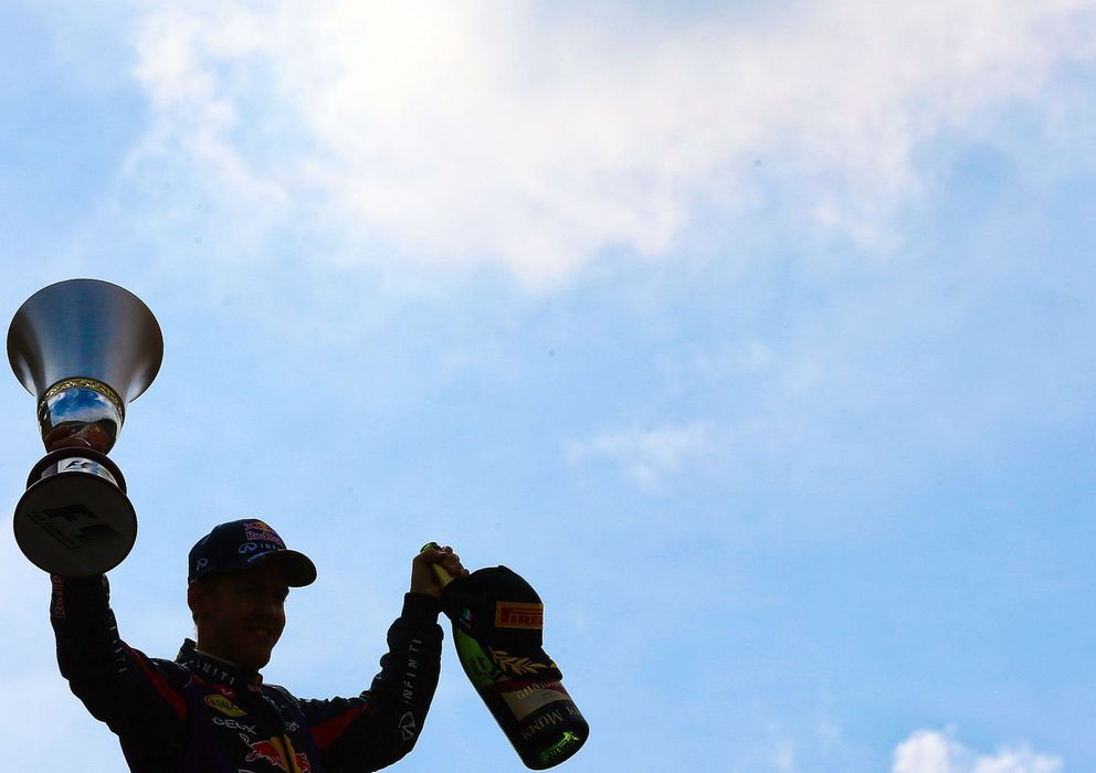 Foto: Sebastian Vettel celebrando su victoria en Monza hace unos días.