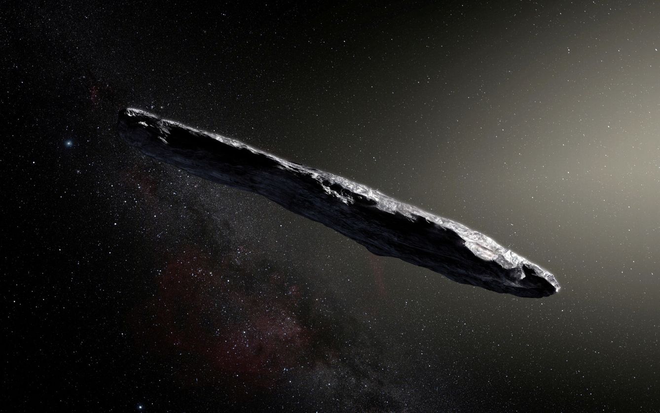 This artist's impression shows the first-known interstellar object to visit the solar system, 'Oumuamua, which was discovered in 2017. European Southern Observatory M. Kornmesser  Handout via REUTERS. THIS IMAGE HAS BEEN SUPPLIED BY A THIRD PARTY.  NO RESALES. NO ARCHIVES. MANDATORY CREDIT     TPX IMAGES OF THE DAY