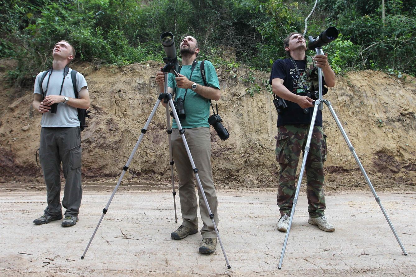 Ornitólogos participan en un 'Birding Rally Challenge', en el norte de Perú (Paolo Aguilar / EFE)