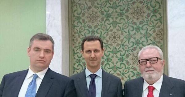 Foto: El diputado ruso Leonid Slutsky, Assad y Pedro Agramunt el pasado marzo.