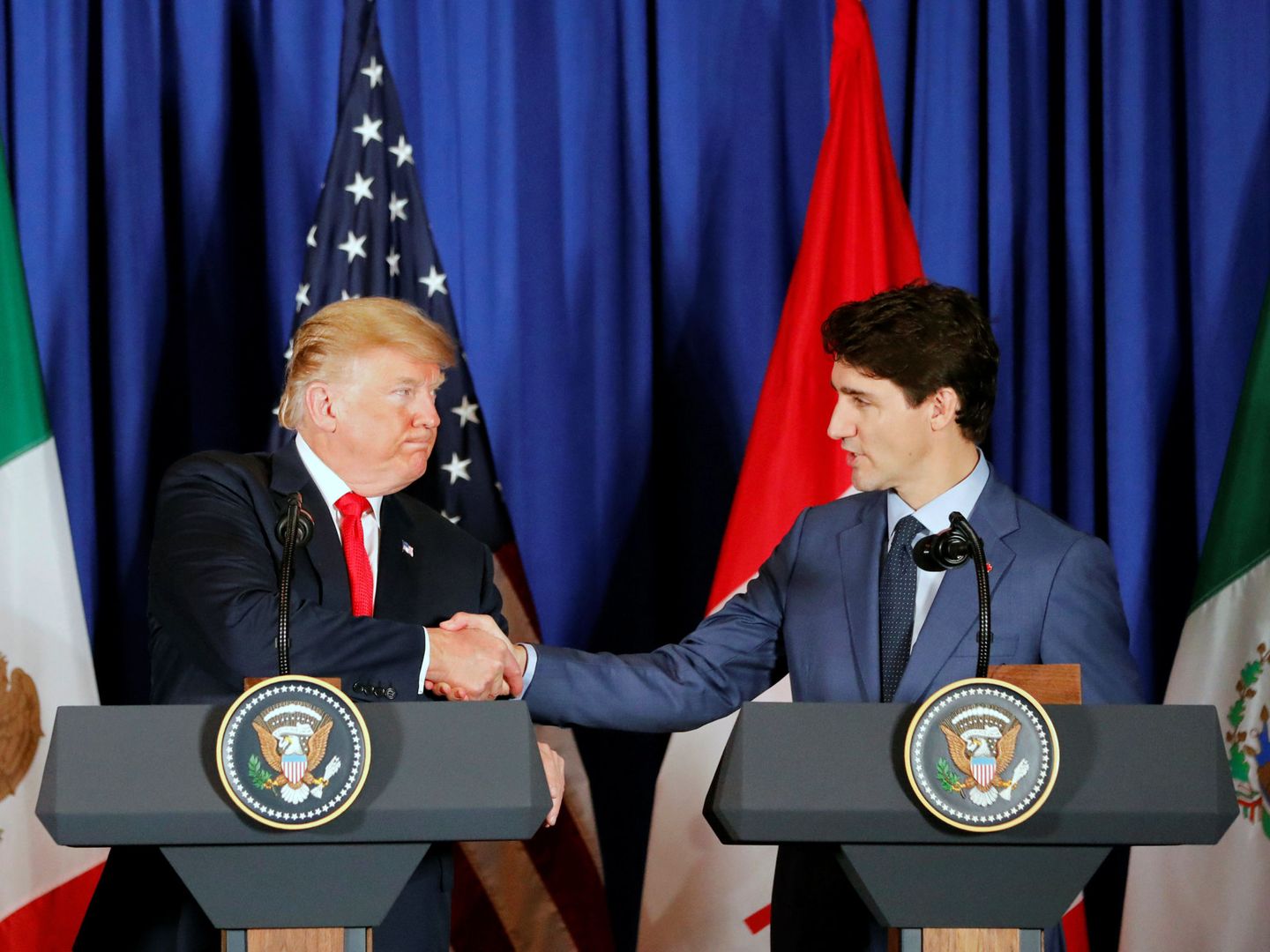 Donald Trump y Justin Trudeau. (Reuters)