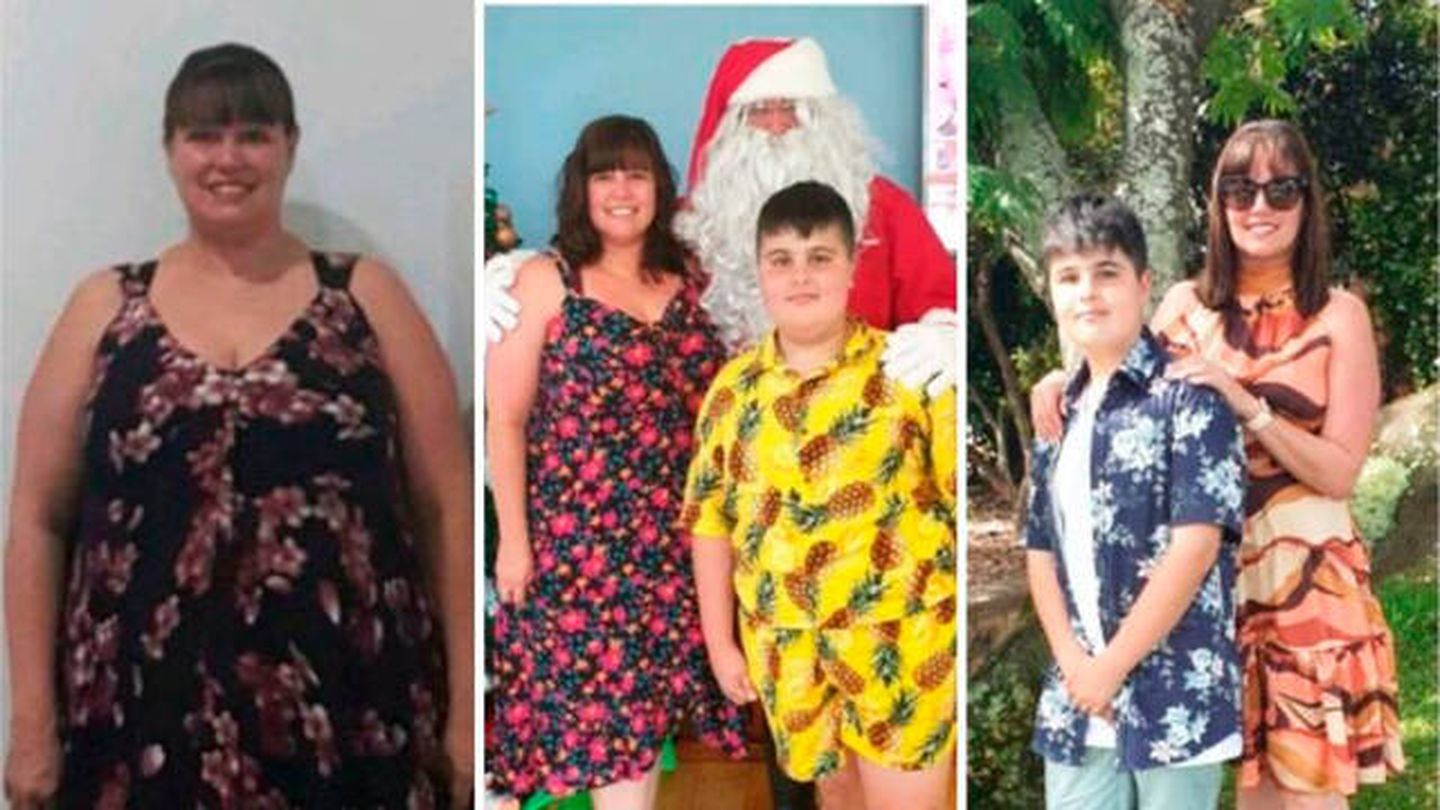 Belinda Sanders y su hijo Khobi, antes y después de adelgazar (7News.com)