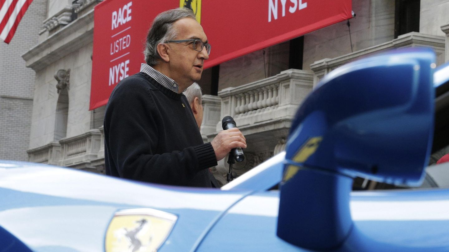 El presidente de la escudería Ferrari, Sergio Marchionne, durante el debut de su compañía en el parqué de Nueva York. (EFE)