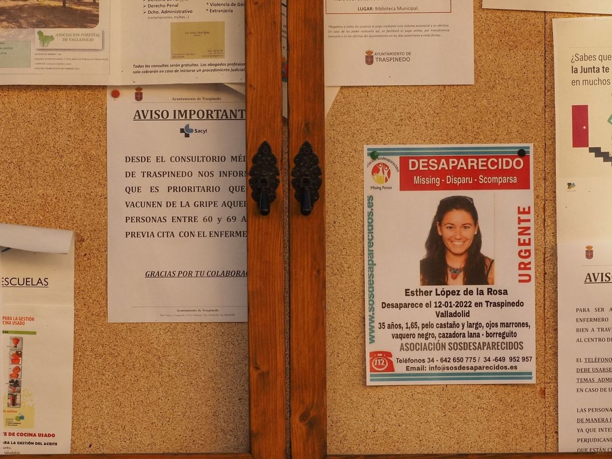 Foto: Un cartel informativo denuncia la desaparición en Traspinedo de Esther López (EFE/García)