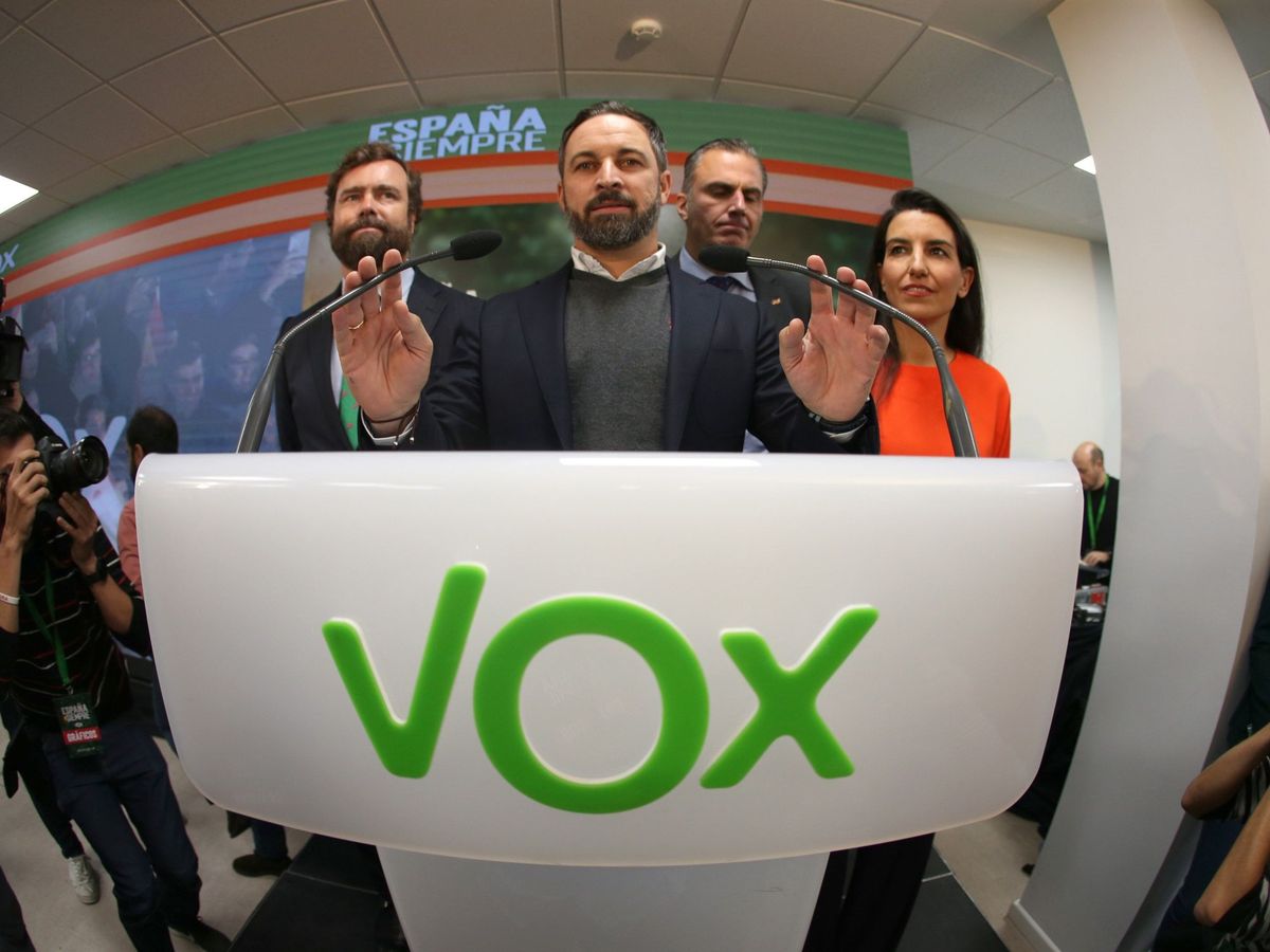 Foto: Rueda de prensa del presidente de Vox, Santiago Abascal. (EFE)