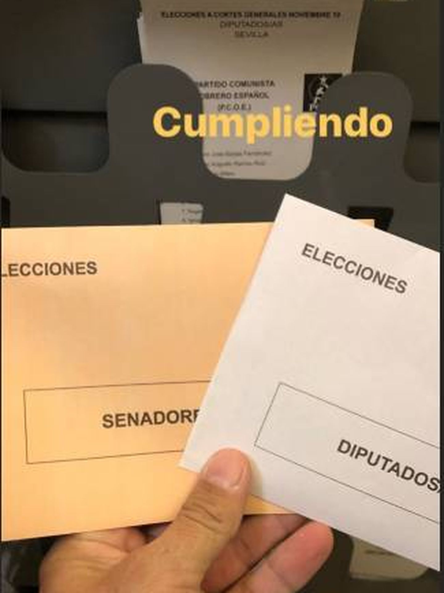 Francisco Rivera muestra sus papeletas en Instagram. (IG)