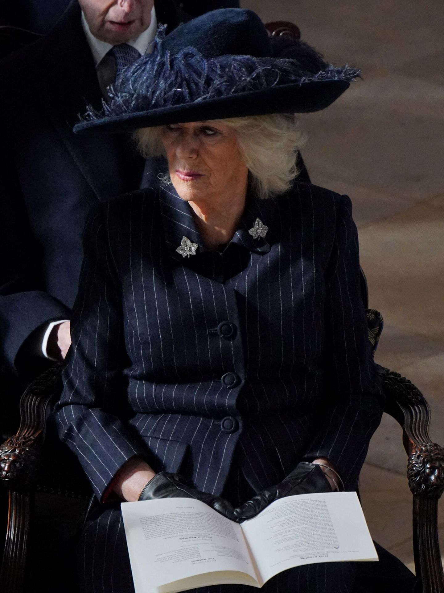 La reina Camila, durante la misa homenaje en Windsor. (Reuters)