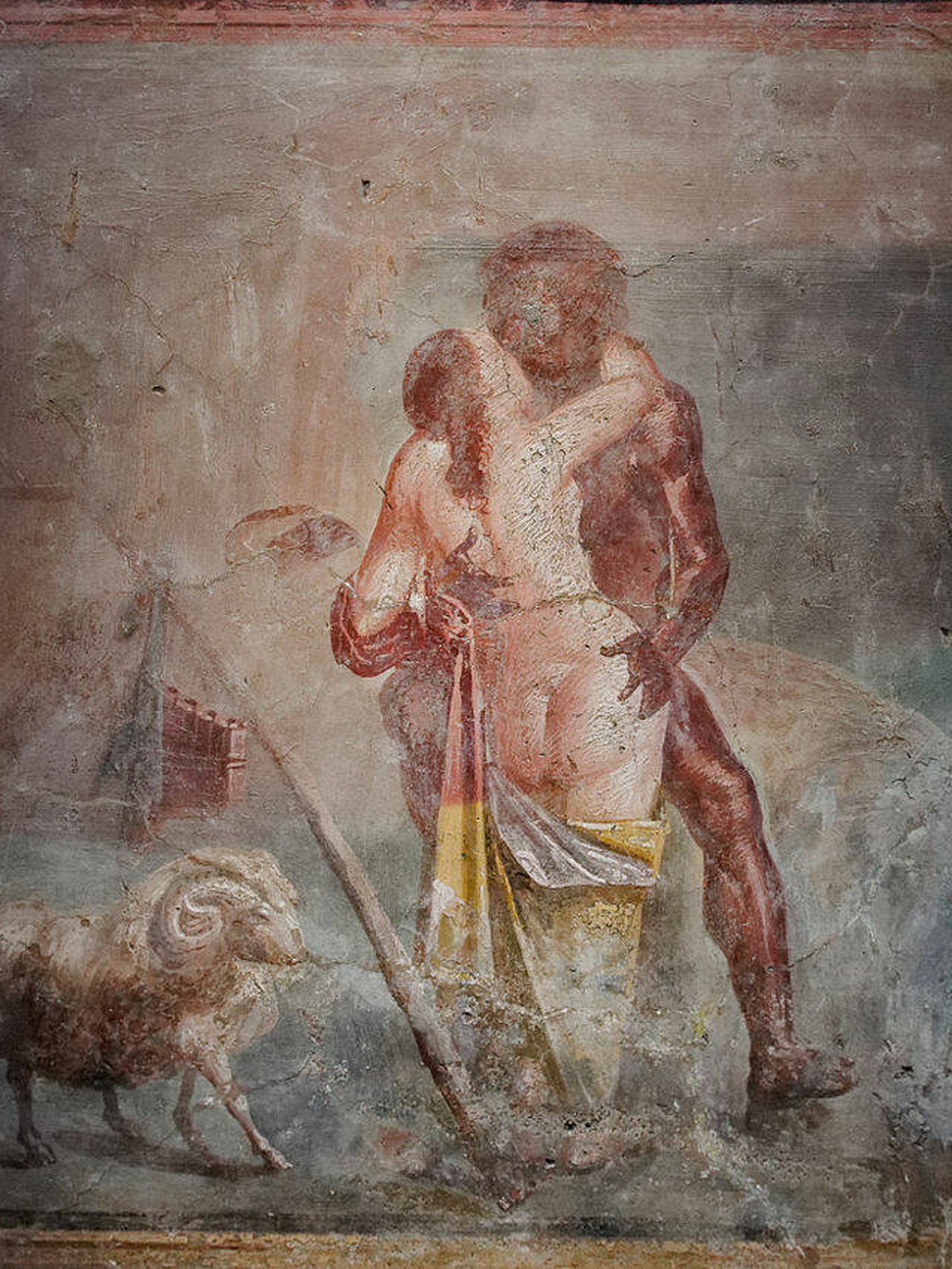 Polifemo y Galatea, en un fresco pompeyano (siglo I d.C.). (Museo Arqueológico Nacional de Nápoles)