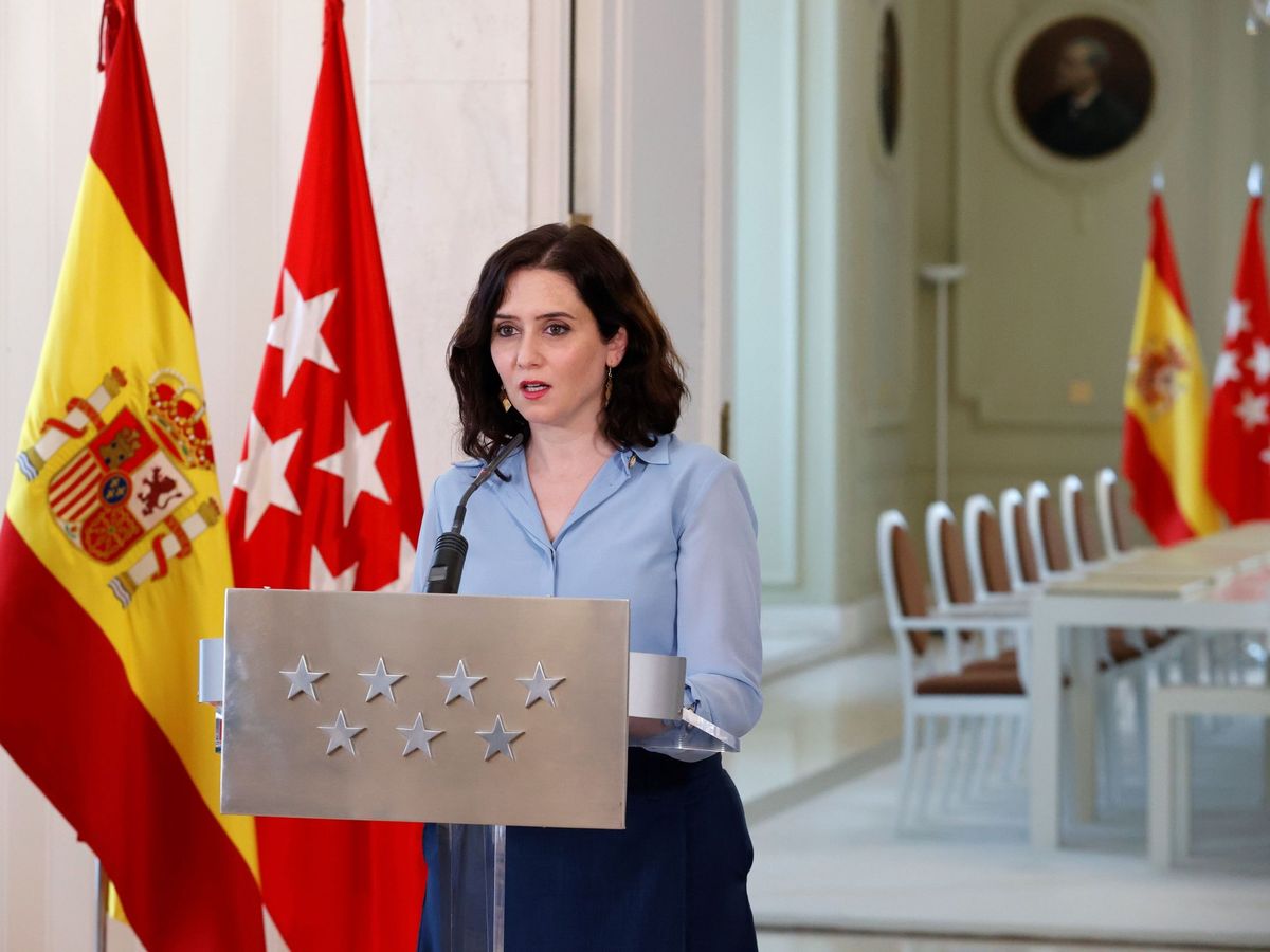 Foto: La presidenta de la Comunidad de Madrid, Isabel Díaz Ayuso, durante su anuncio de convocatoria electoral. (EFE)