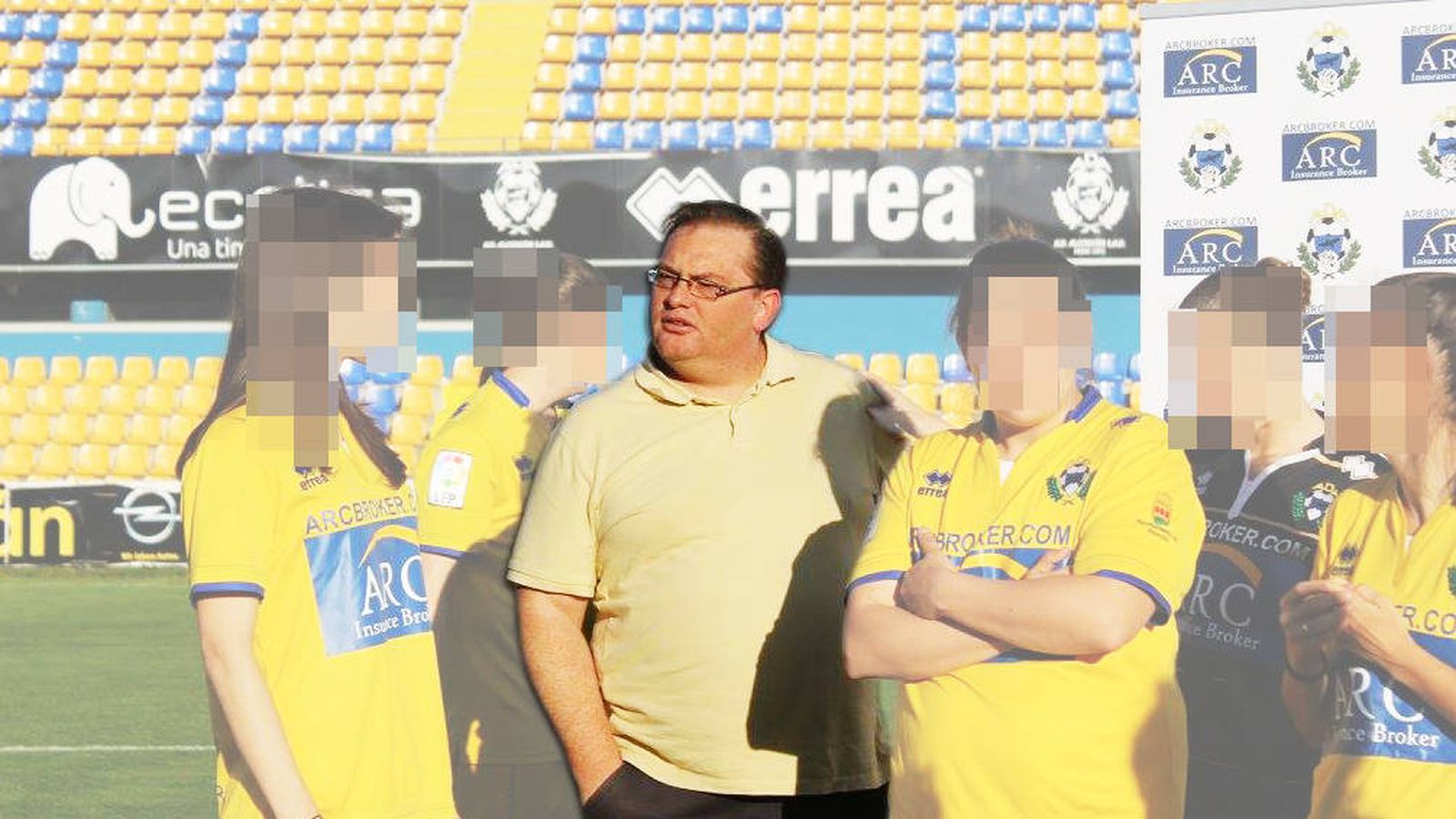Foto: Raúl Cano, durante la presentación de su patrocinio al equipo de fútbol femenino de Alcorcón. Foto: AD Alcorcón. 