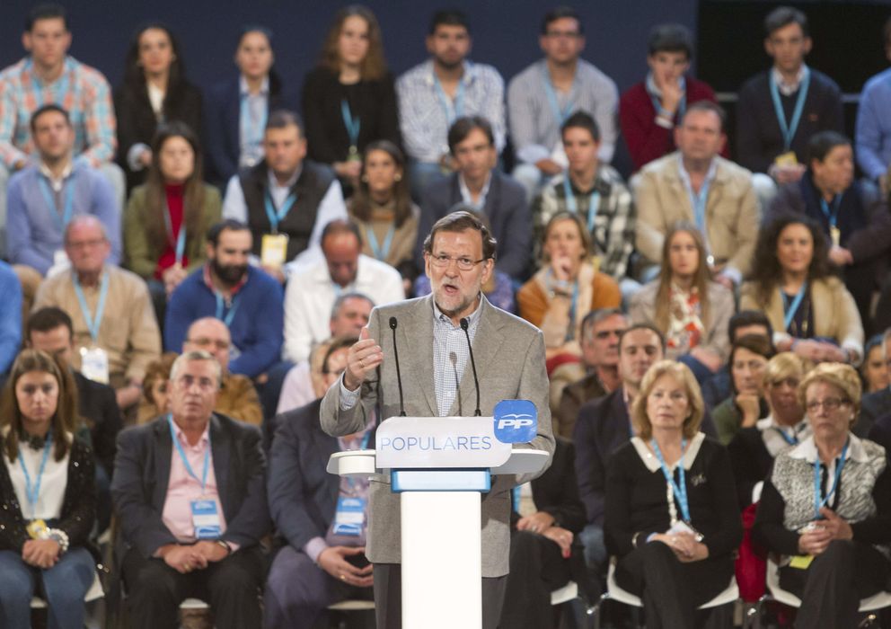 Foto: El presidente del Gobierno, Mariano Rajoy, durante su intervención en Cáceres. (Efe)