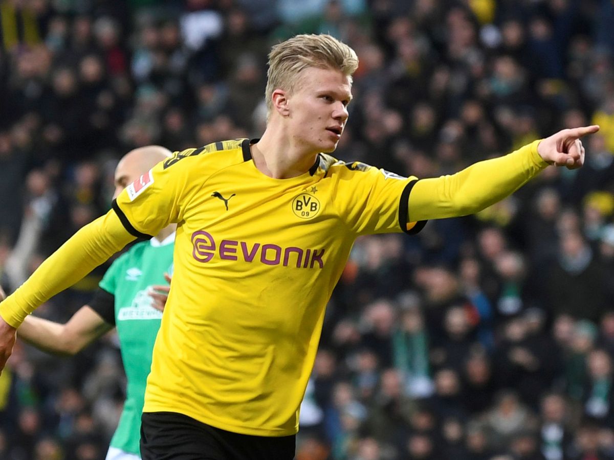 Foto: Haaland celebra un gol con el Borussia Dortmund en un partido de la Bundesliga. (REUTERS)
