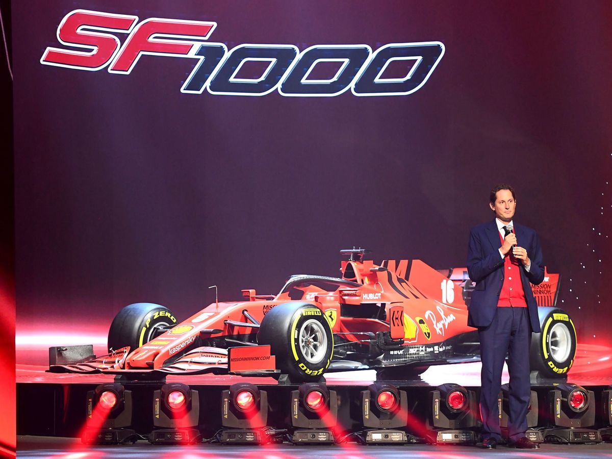 Foto: John Elkkan, presidente de Ferrari, en la pasada presentación de su coche de Fórmula 1 para 2020. (EFE)