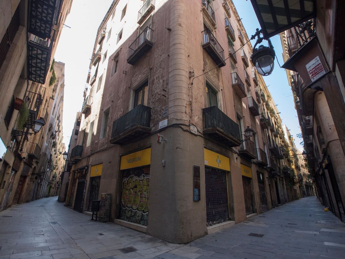 Foto: Aspecto de una calle del barrio gótico de Barcelona, este lunes, vigesimotercer día de confinamiento. (EFE)