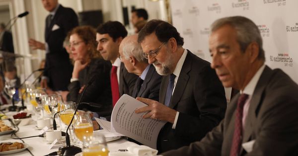 Foto: Rajoy, en el encuentro de Europa Press por su 60º aniversario. 