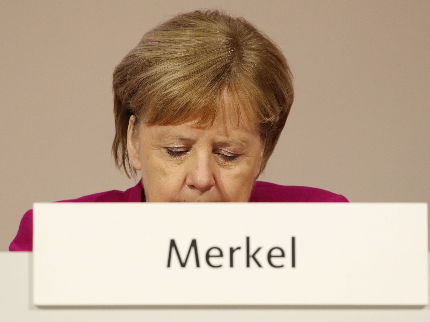 Angela Merkel durante el congreso de la CDU en Hamburgo. (EFE)