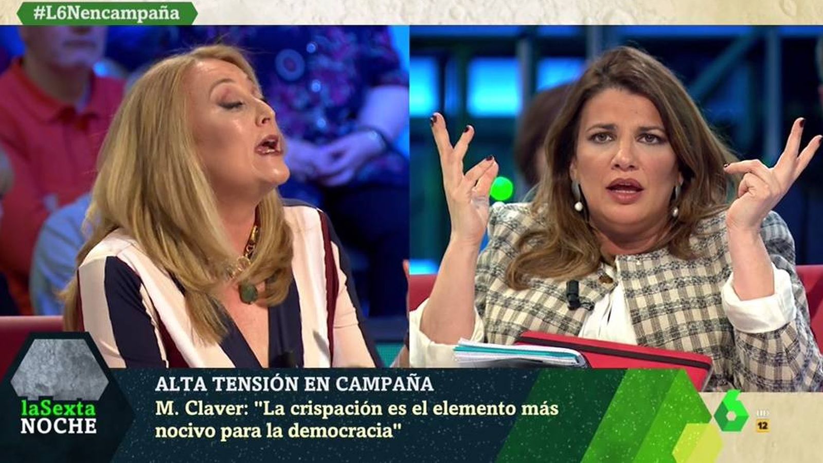 Foto: Elisa Beni y María Claver, en 'La Sexta noche'. (Atresmedia).