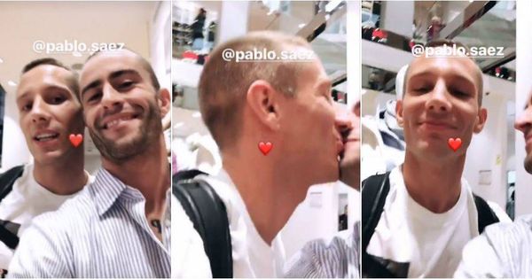 Foto: El beso de Pelayo y Pablo Sáez. (Instagram)