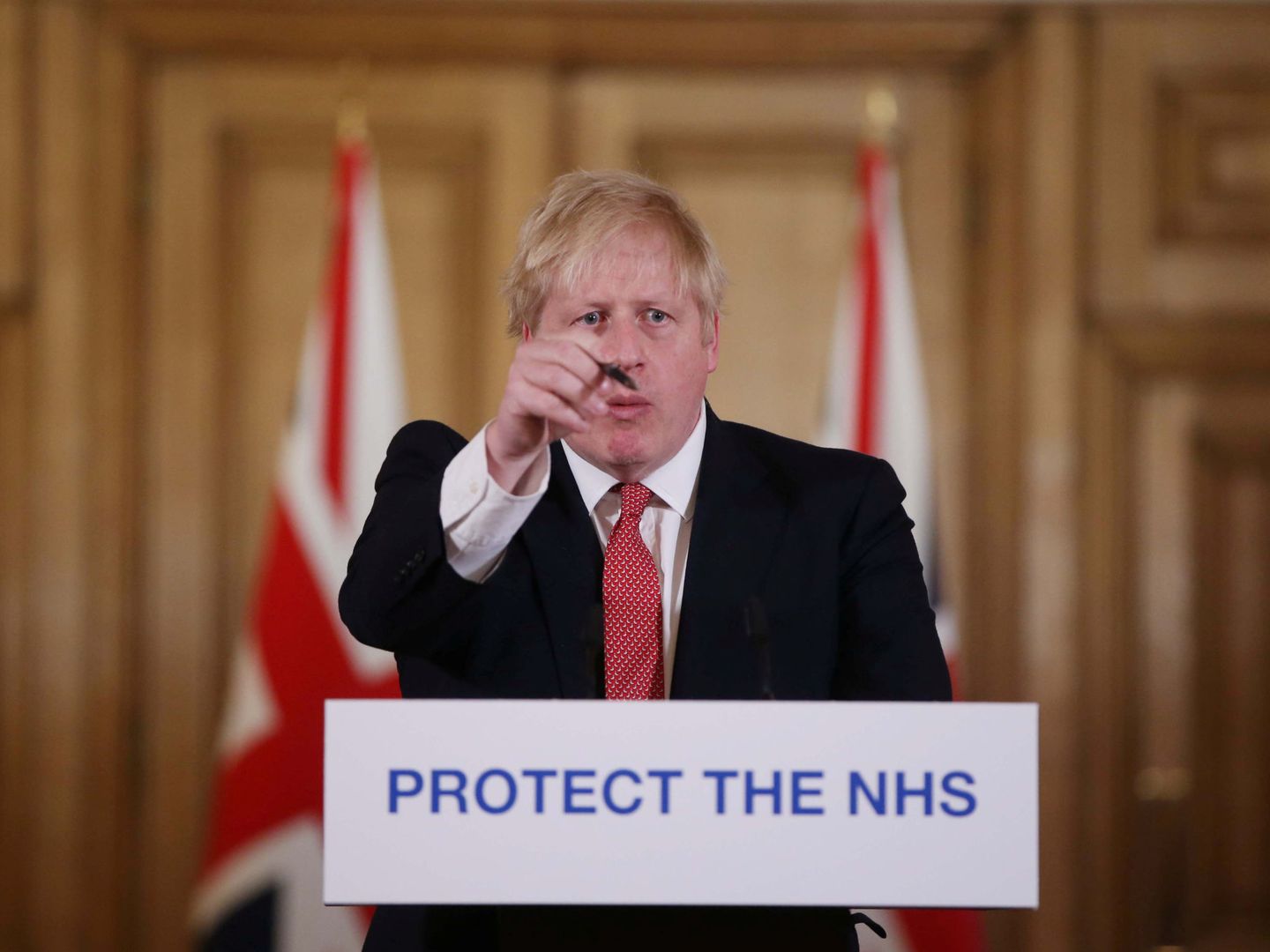 El primer ministro Boris Johnson, durante una rueda de prensa sobre el coronavirus. (Reuters)
