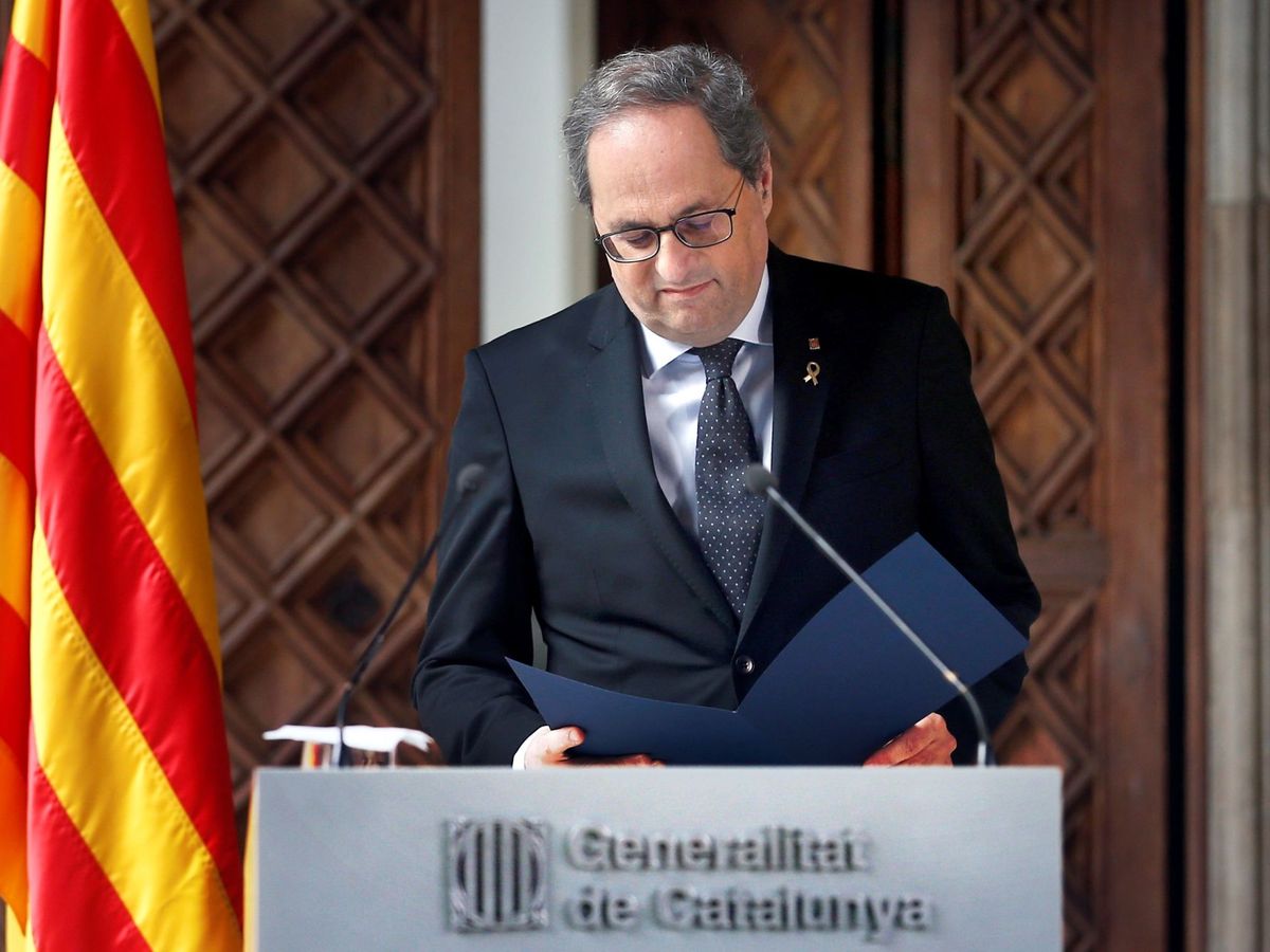 Foto: El presidente de la Generalitat, Quim Torra, en su declaración institucional. (EFE)