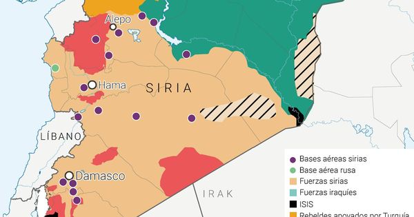 Foto: Mapa de las bases aéreas en Siria.